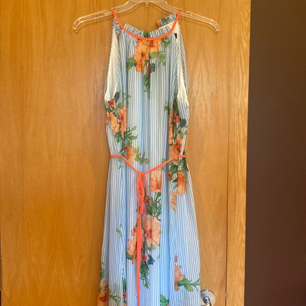 Be by Cheeta B NEW Sleeveless Floral Striped Maxi Spaghetti Strap Size 12